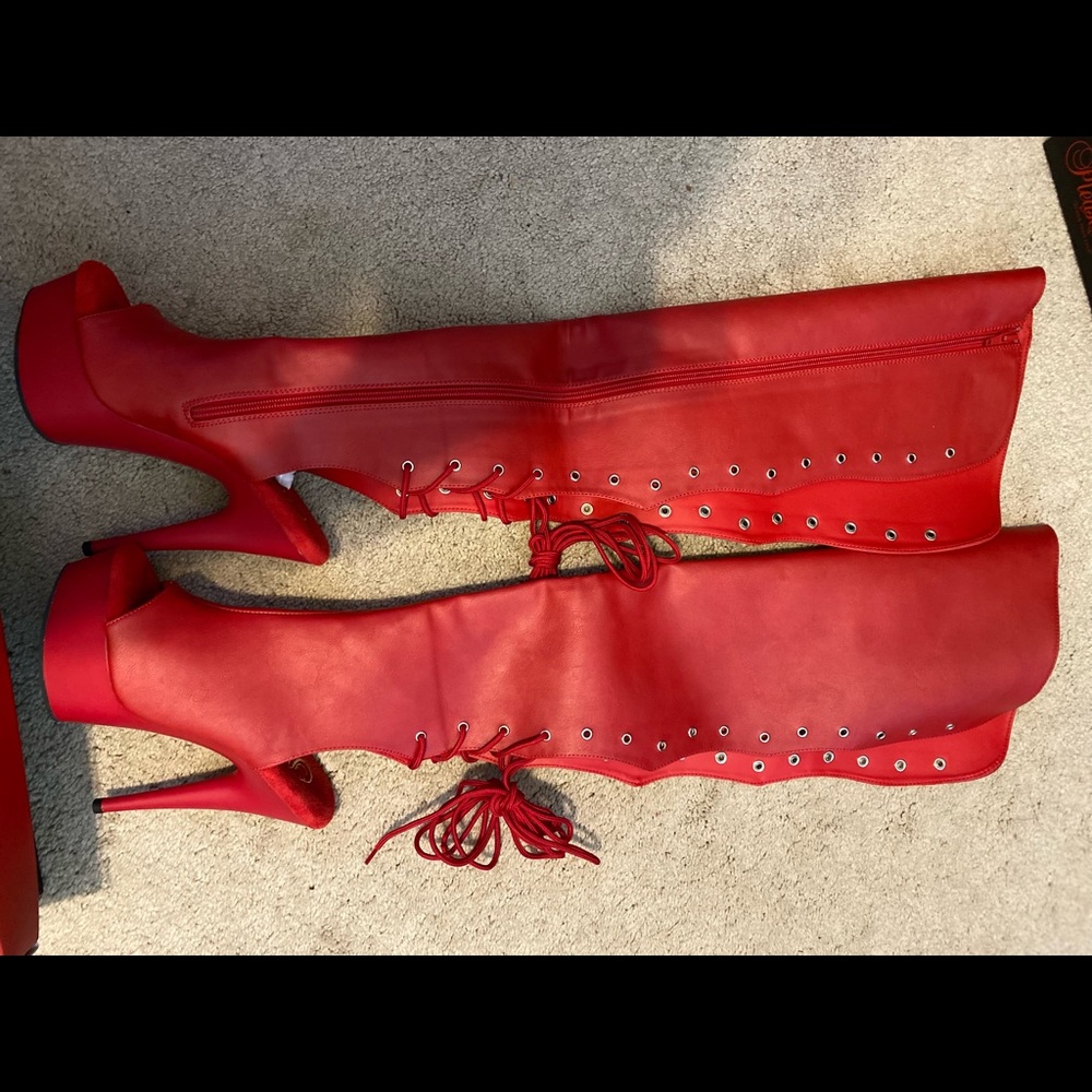 Size 7 Red Pleaser thigh high boots